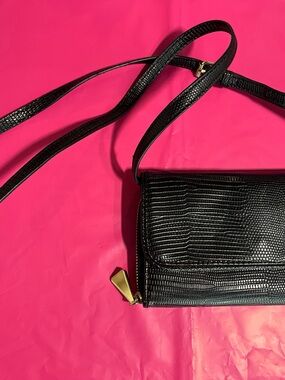 Black Textured Crossbody Bag